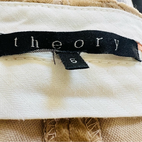 THEORY Jacquard Velvet Low Waisted Flare Leg Pants in Tan Size 6 - Picture 8 of 9